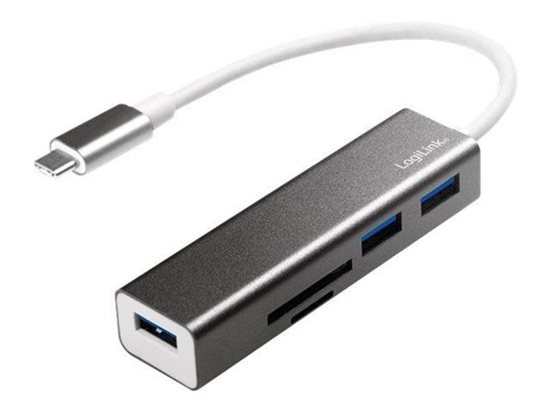 LogiLink USB-C 3-Port Hub with Card Reader USB-Hubs - 3 - silber