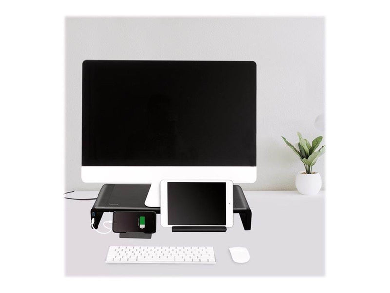 LogiLink Ergonomic tabletop monitor riser 420–520 mm long 2x USB 3.0 1x USB-C 25 kg