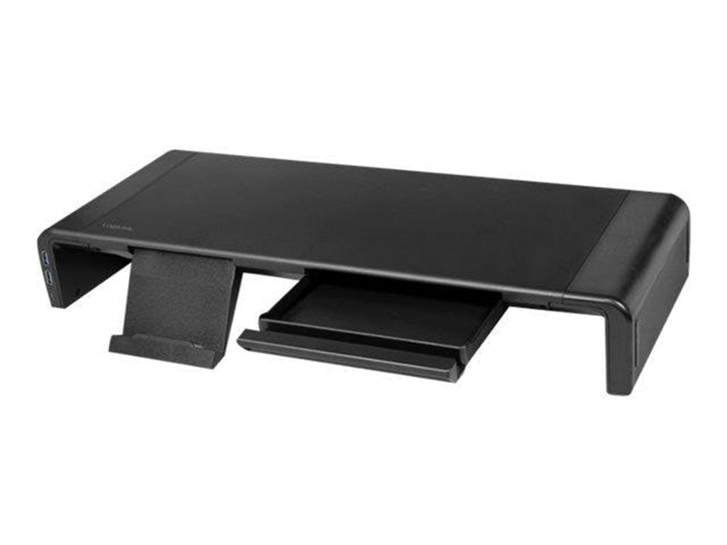 LogiLink Ergonomic tabletop monitor riser 420–520 mm long 2x USB 3.0 1x USB-C 25 kg