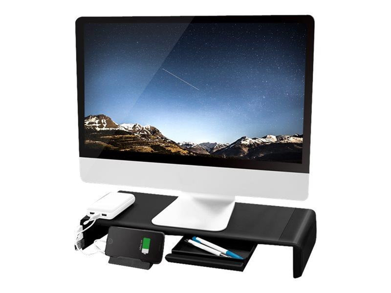 LogiLink Ergonomic tabletop monitor riser 420–520 mm long 2x USB 3.0 1x USB-C 25 kg