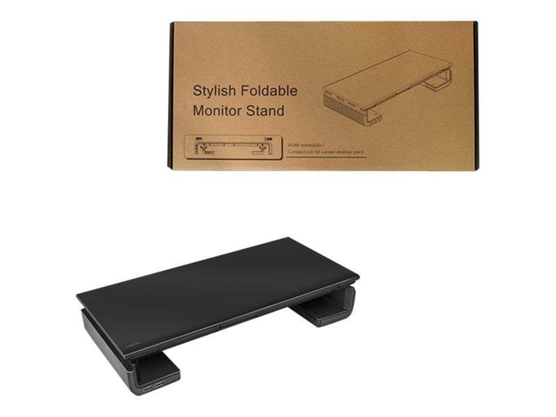LogiLink Ergonomic tabletop monitor riser 420–520 mm long 2x USB 3.0 1x USB-C 25 kg