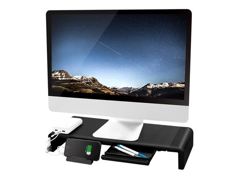 LogiLink Ergonomic tabletop monitor riser 420–520 mm long 2x USB 3.0 1x USB-C 25 kg