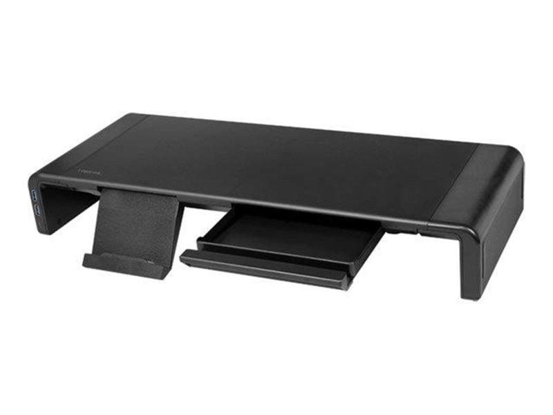 LogiLink Ergonomic tabletop monitor riser 420–520 mm long 2x USB 3.0 1x USB-C 25 kg