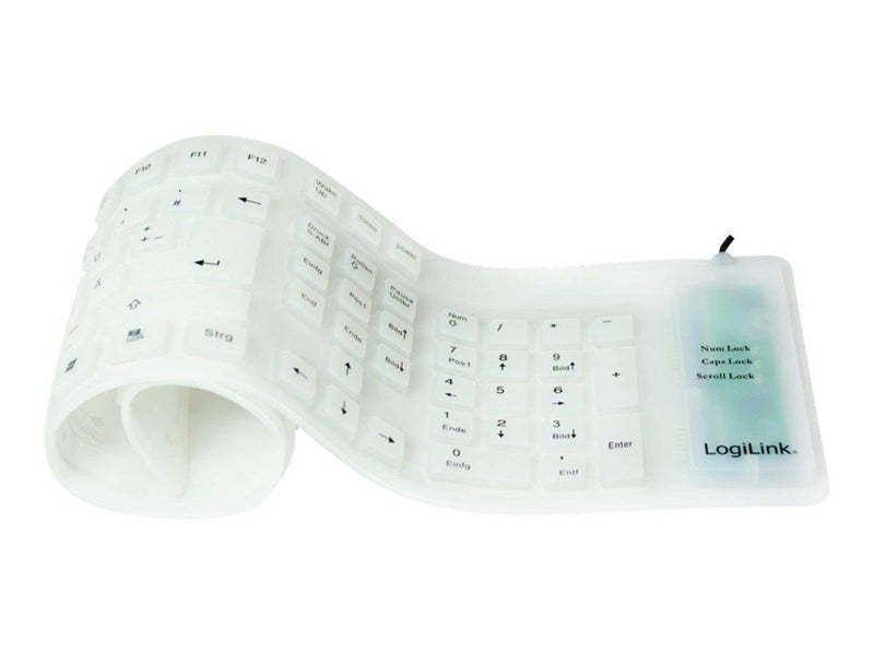 LogiLink Keyboard flexible waterproof USB + PS/2 white - Tastaturen - Deutsch - Weiss