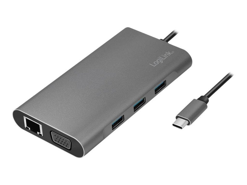 LogiLink USB 3.2 Gen 1 docking station USB-C 10-port PD silver
