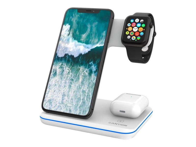 Canyon WS-303 wireless charging stand - 3-in-1 - 15 Watt - White