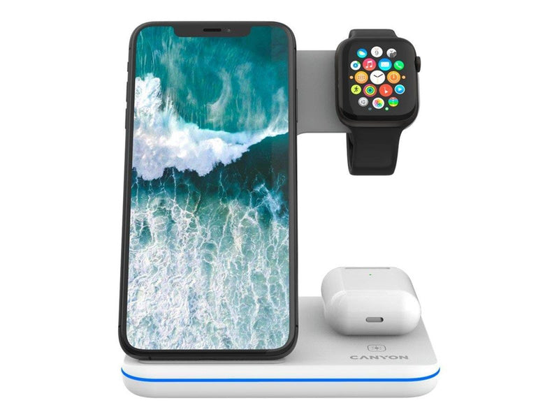 Canyon WS-303 wireless charging stand - 3-in-1 - 15 Watt - White