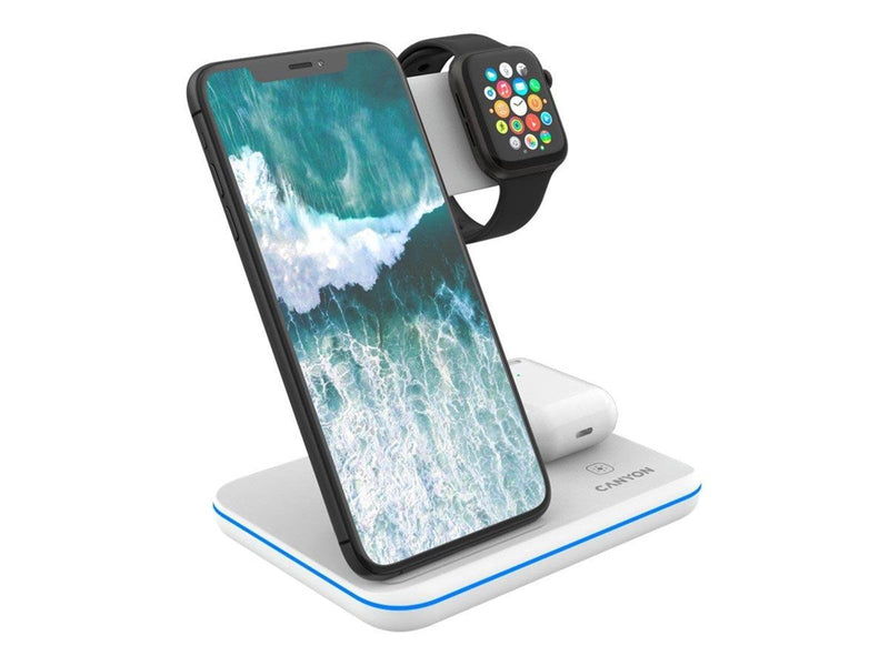 Canyon WS-303 wireless charging stand - 3-in-1 - 15 Watt - White