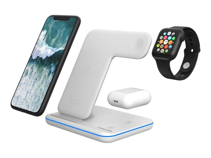 Canyon WS-303 wireless charging stand - 3-in-1 - 15 Watt - White