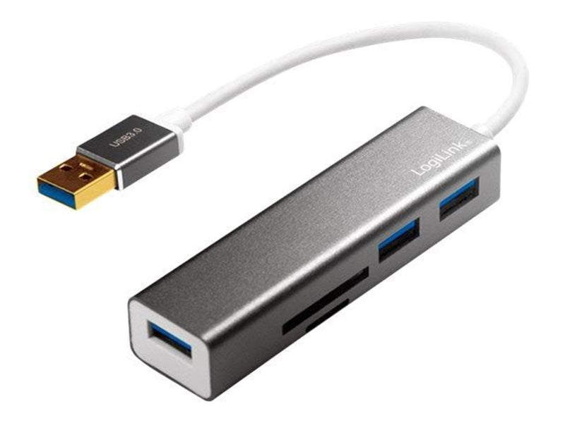 LogiLink USB 3.0 3-port hub with card reader USB-Hubs - 3 - Grau