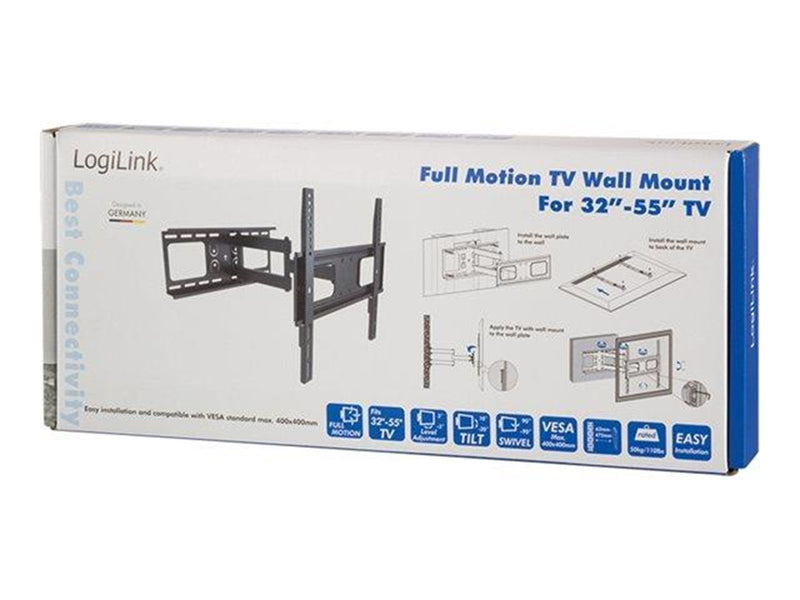 LogiLink TV wall mount 32–55" tilt swivel 50 kg max. 50 kg 55" 200 x 200 mm