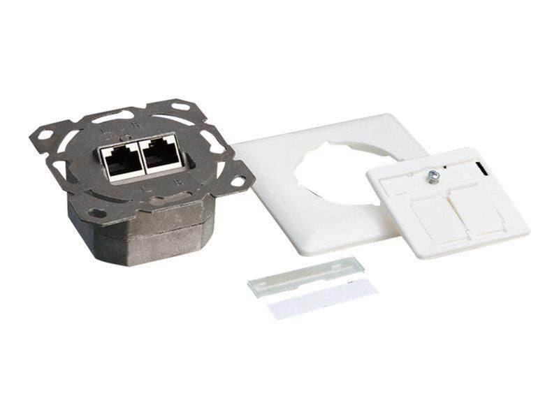 LogiLink Cat.6A wall outlet 2 x RJ45 shielded signal white