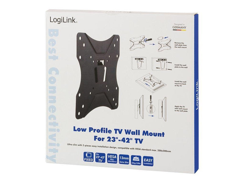 LogiLink TV wall mount 23–42" fixed 25 kg max.