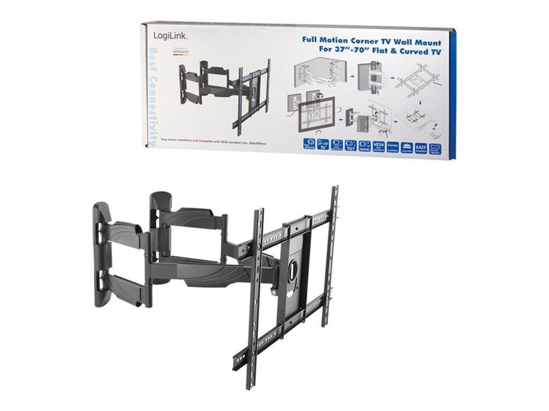 LogiLink TV corner wall mount 37–70" tilt swivel 45 kg max. 45 kg 70" 200 x 200 mm