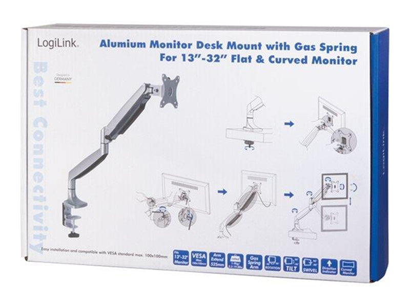 LogiLink Monitor mount 13–32" aluminum gas spring