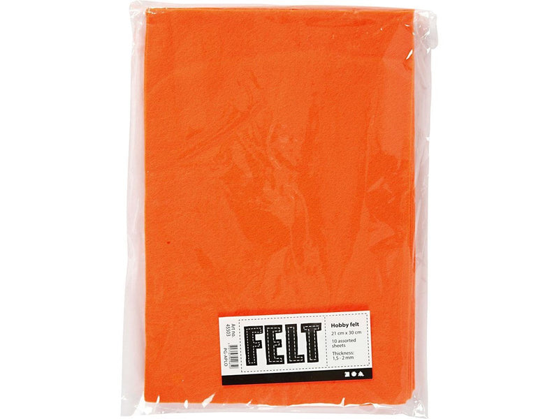 Creativ Company Hobby Felt Orange A4 10 Sheets