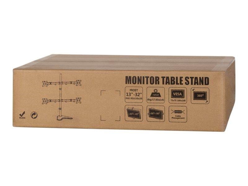 LogiLink Quad monitor stand 13–32" steel arm length: each 460 mm
