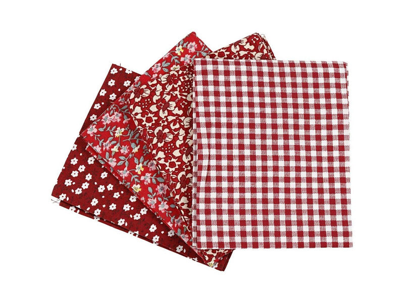 Creativ Company Patchwork Fabric Red 45x55cm 4pcs.