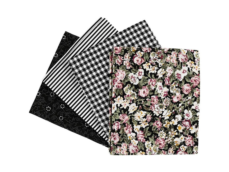 Creativ Company Patchwork Fabric Black 45x55cm 4pcs.