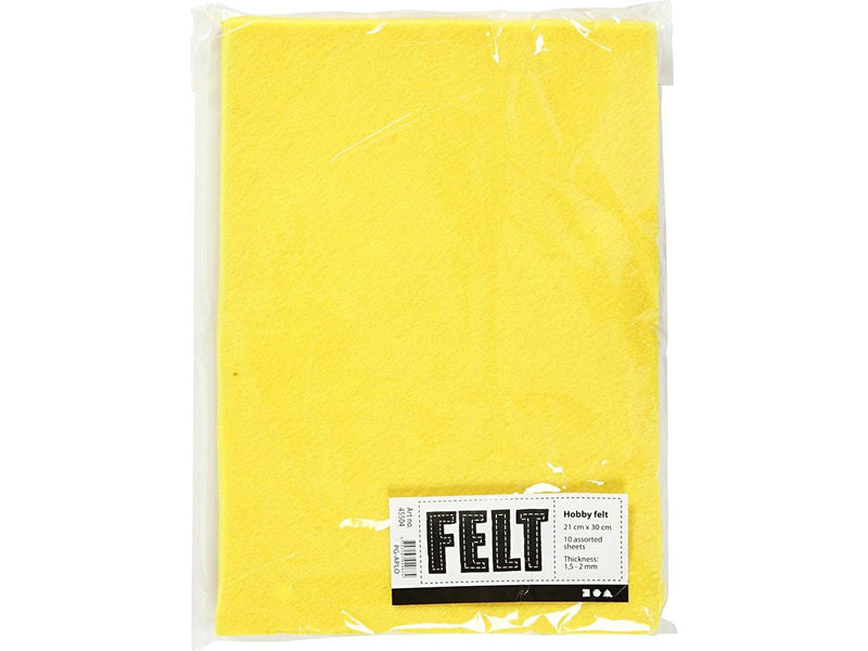 Creativ Company Hobby Felt Yellow A4 10 Sheets