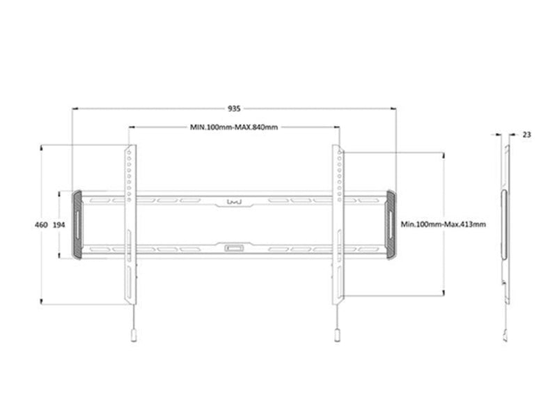 Multibrackets M Universal Wandmontage Fixed Groß 60 kg 85" 300 x 200 mm