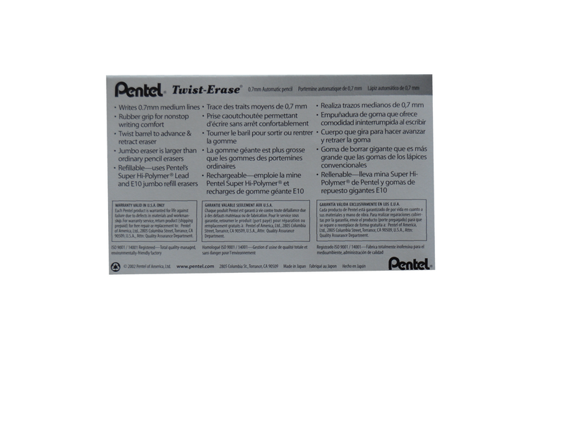 Pentel QE517-A Twist Erase pencil 0.7mm - 12 pcs.