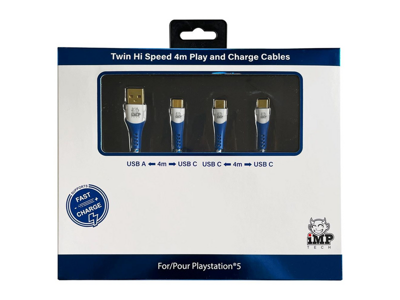 iMP TECH 4M Braided Fast Charge Play and Charge Cable for PS5 - Wired Zubehör für Spielkonsole - Sony PlayStation 5