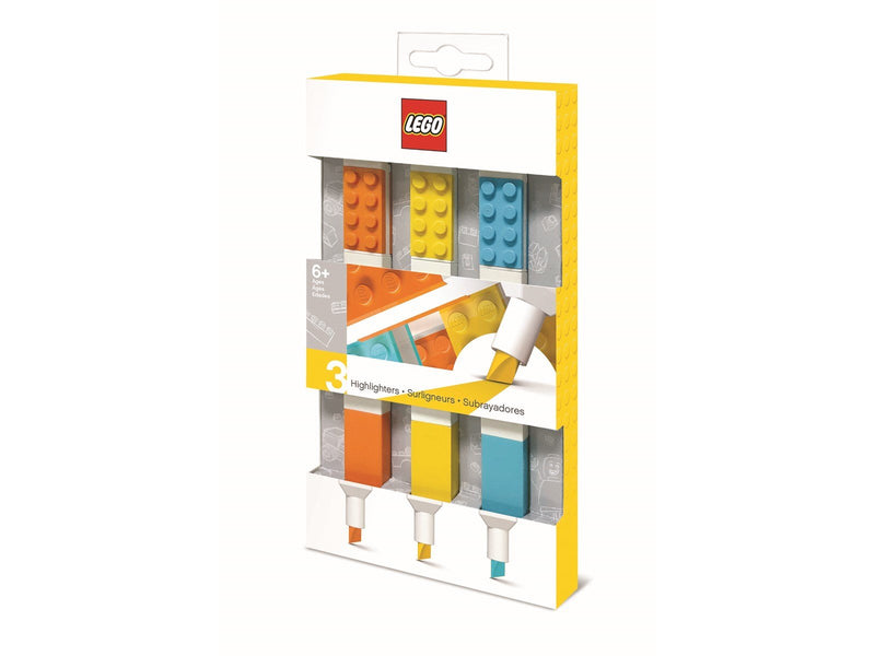 Euromic LEGO Stationery Highlighters 3 pcs. ORANGE YELLOW TURQUOISE packed in colour box