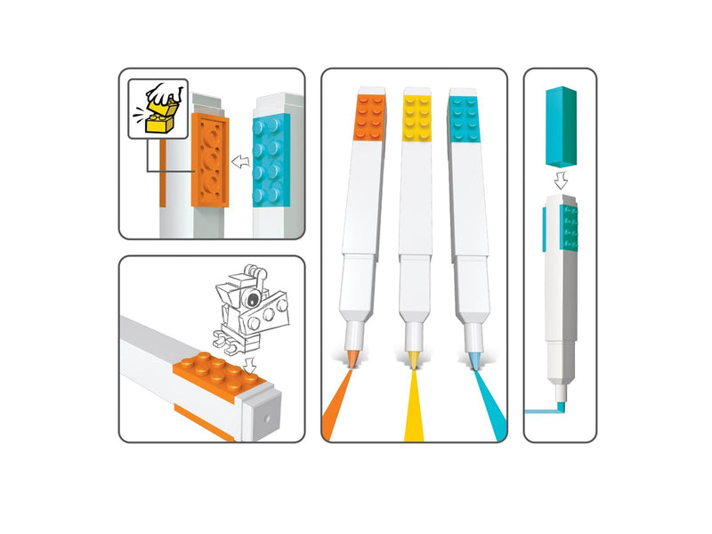 Euromic LEGO Stationery Highlighters 3 pcs. ORANGE YELLOW TURQUOISE packed in colour box