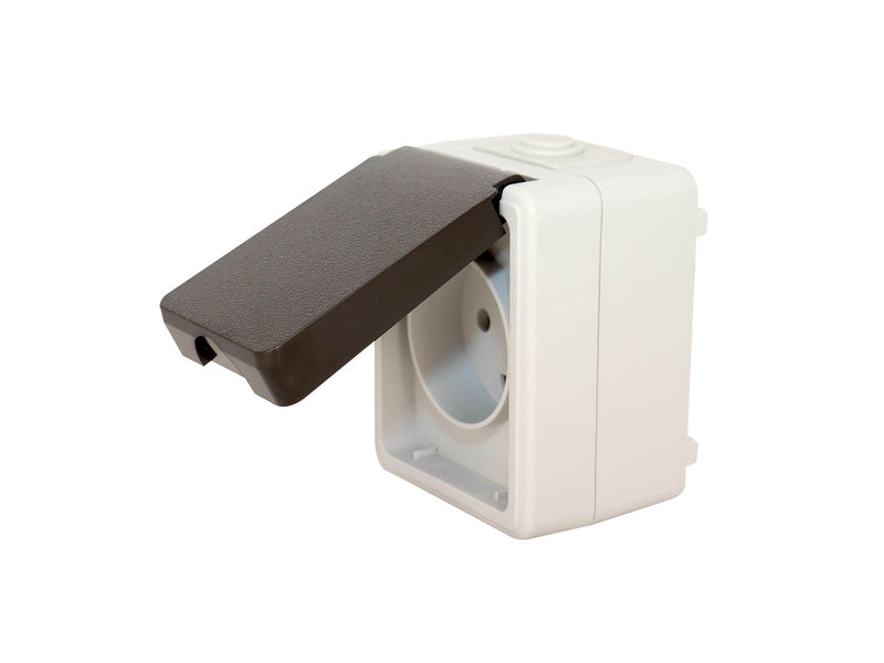 Gripo Socket outlet single IP54, Grey/black
