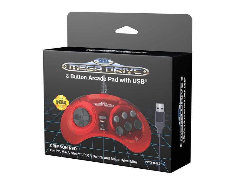 Retro-Bit SEGA Mega Drive USB - Crimson Red - Wired Controller - MAC