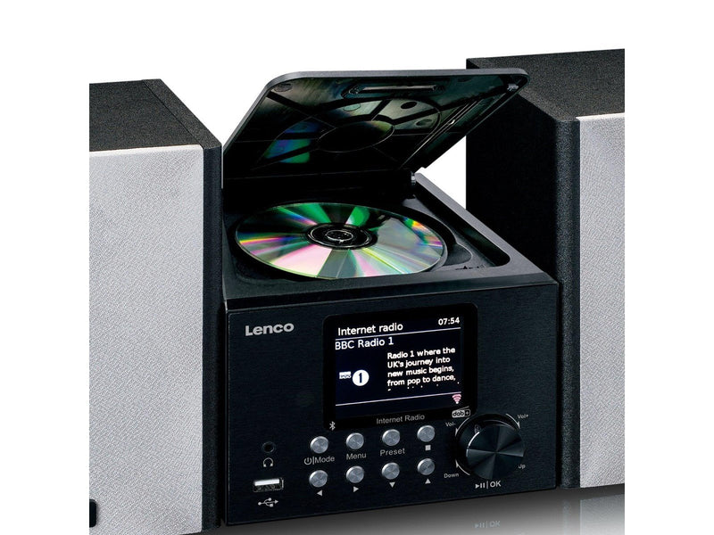 Lenco MC-250BK - Micro set with Smart Radio CD/USB player internet DAB+ Bluetooth® - Black - DAB+/FM - Stereo - schwarz