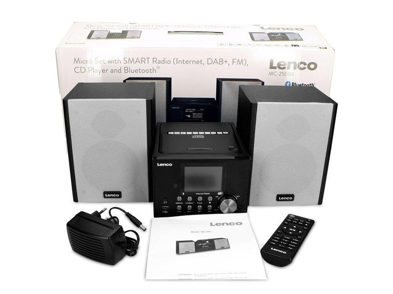 Lenco MC-250BK - Micro set with Smart Radio CD/USB player internet DAB+ Bluetooth® - Black - DAB+/FM - Stereo - schwarz