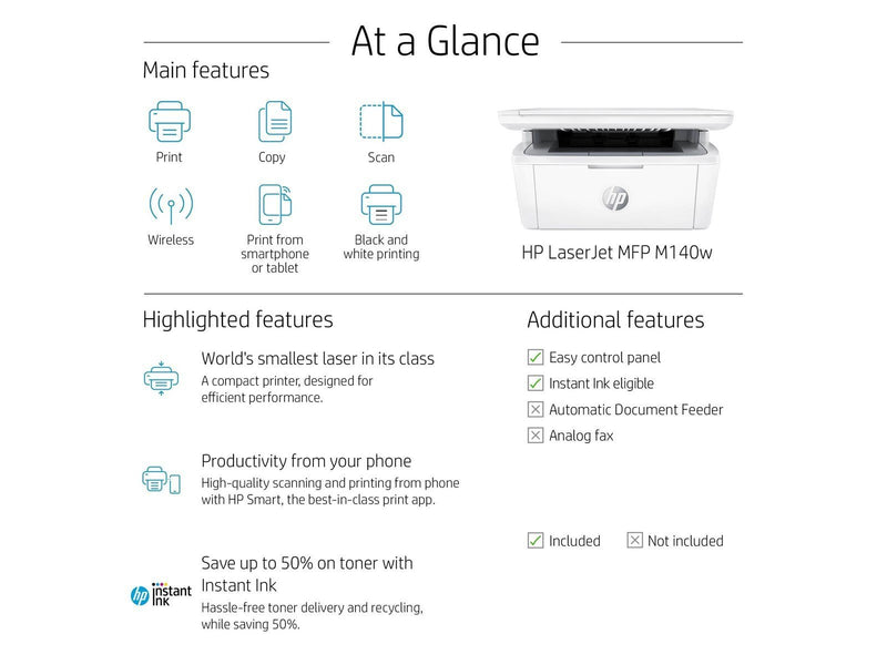 HP LaserJet MFP M140w Mono Laser All in One Laserdrucker Multifunktion - Einfarbig - Laser