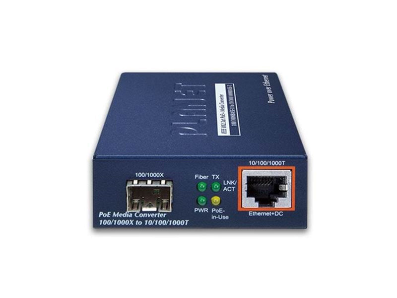 PLANET GTP-805A 100/1000BASE-X to 10/100/1000BASE-T PoE+ Media Converter