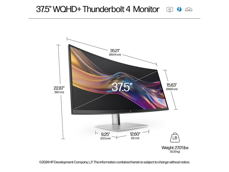 38" HP 738pu Series 7 Pro - 3840x1600 (WQHD+) - 60Hz - IPS Black - 100W USB-C