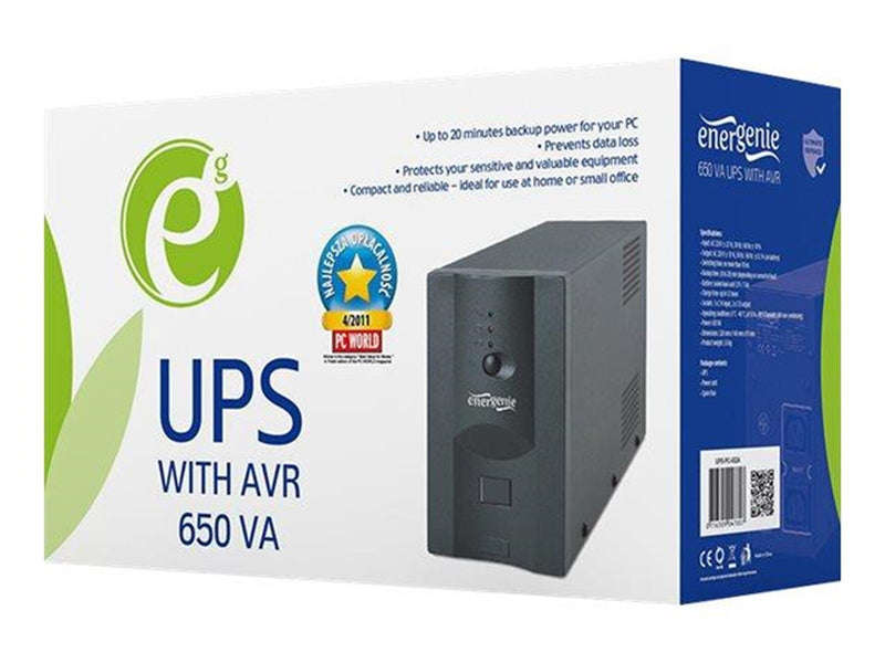 Gembird UPS-PC-652A UPS AVR 650VA / 390W Outputs: 2x C13