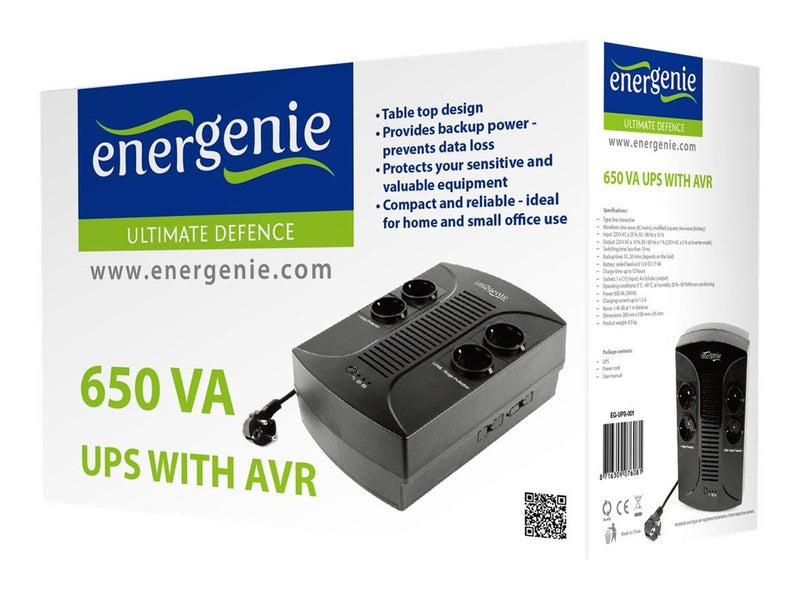 Gembird EnerGenie EG-UPS-001 UPS with AVR 650VA / 390W Outputs: 4x Schuko
