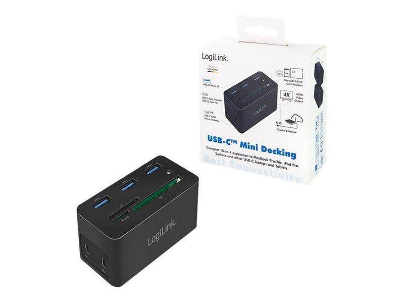 LogiLink USB 3.2 Gen 1 docking station USB-C 10-port PD mini black