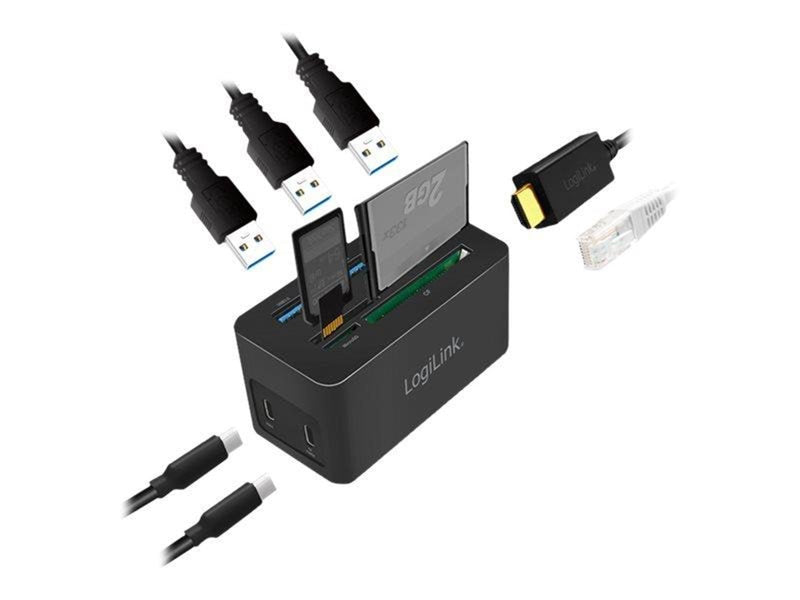 LogiLink USB 3.2 Gen 1 docking station USB-C 10-port PD mini black