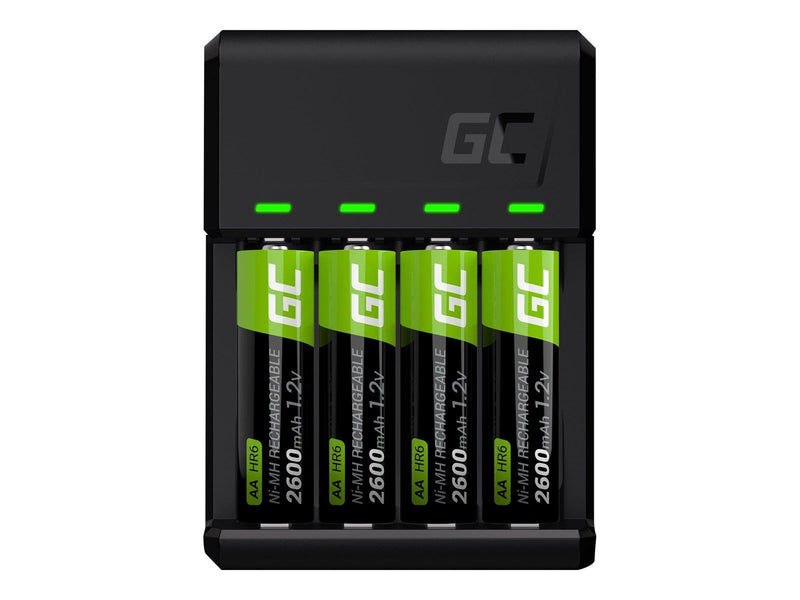 Green Cell VitalCharger battery charger - 0.5 Watt - with 4 x AA NiMH 800 mAh rechargeable batteries
