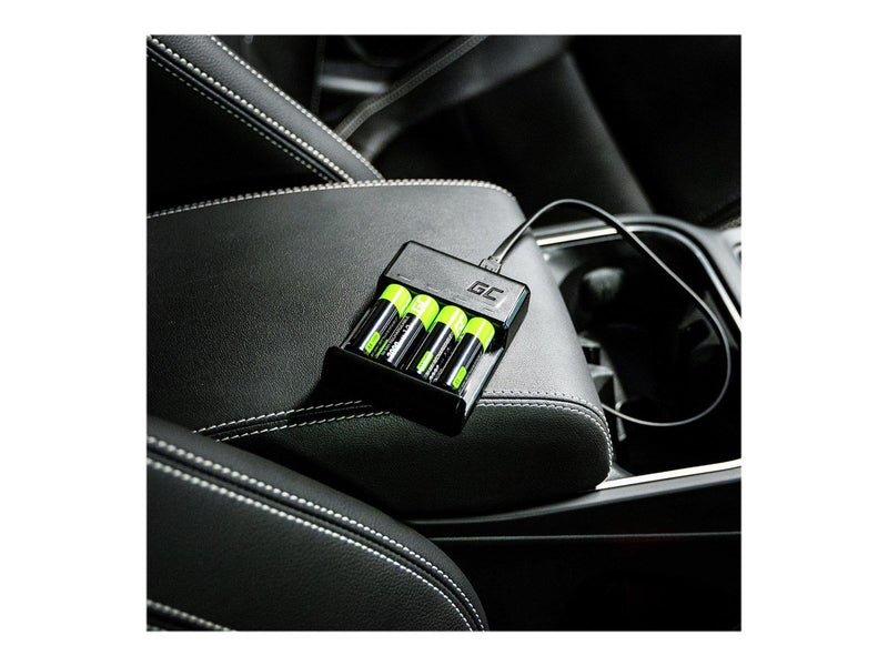 Green Cell VitalCharger battery charger - 0.5 Watt - with 4 x AA NiMH 800 mAh rechargeable batteries