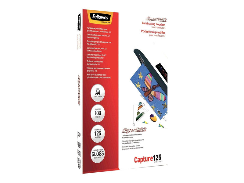 Fellowes SuperQuick A4 glänzende Laminierfolie 125 Mikron