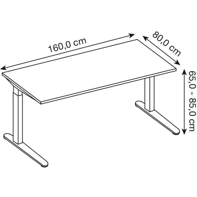 HAMMERBACHER höhenverstellbarer Schreibtisch VXB16/W/WW weiß