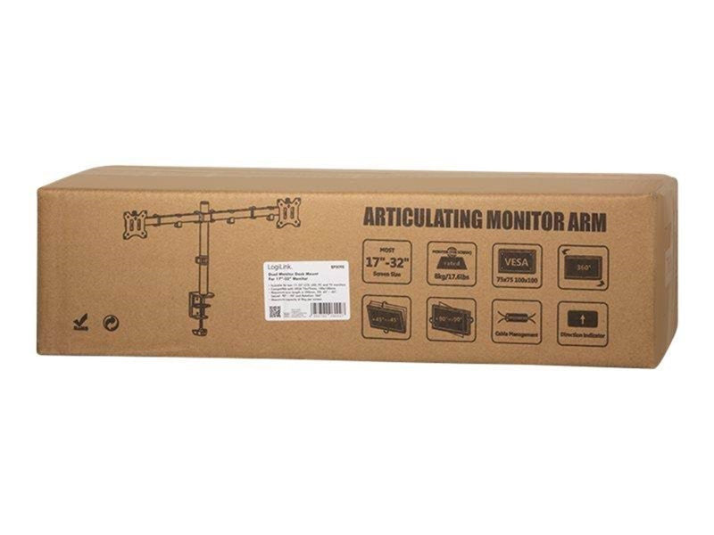 LogiLink Dual monitor mount 17–32" arm length: adjustable
