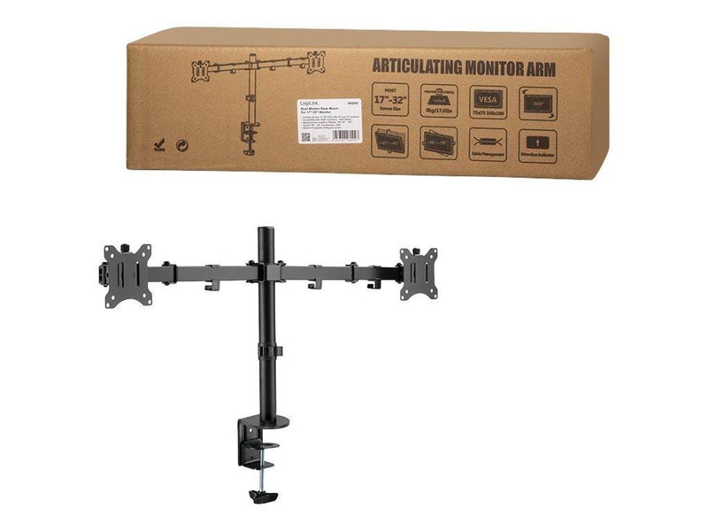 LogiLink Dual monitor mount 17–32" arm length: adjustable
