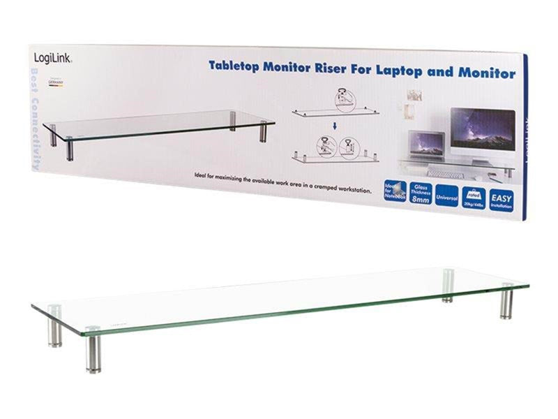 LogiLink Tabletop monitor riser glass top 1000 mm long