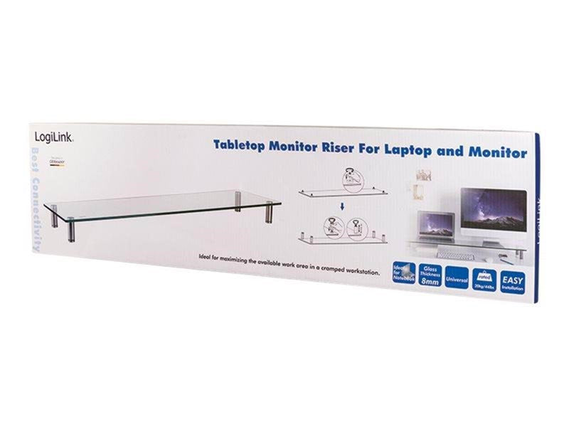 LogiLink Tabletop monitor riser glass top 1000 mm long