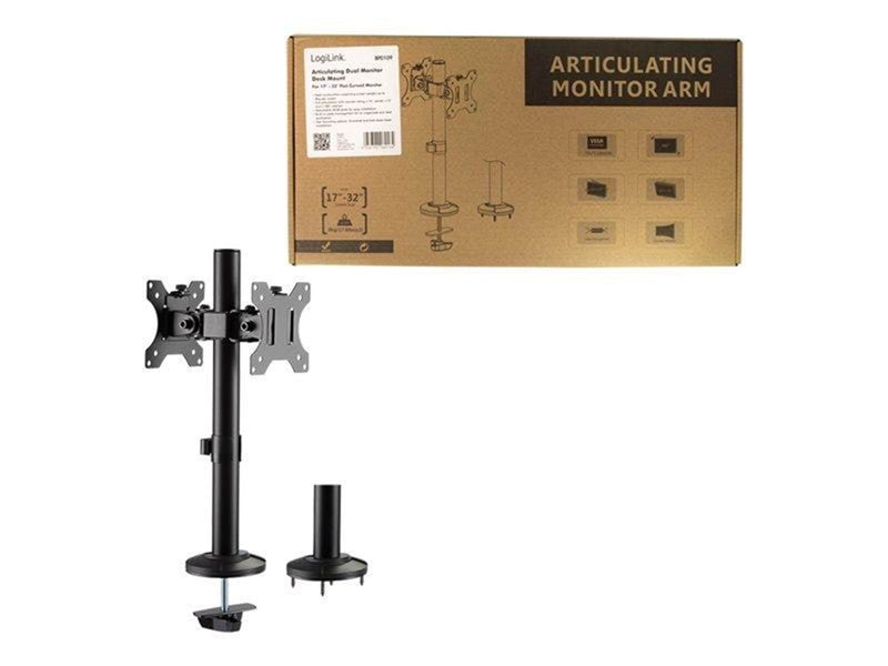 LogiLink Dual monitor mount 17–32" steel curved screens