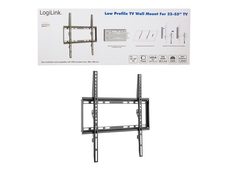 LogiLink TV wall mount 32–55" fixed 35 kg max. 35 kg 55" 200 x 200 mm